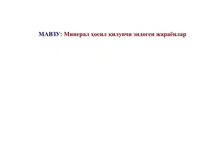 Минерал ҳосилқилувчи эндоген жараёнлар