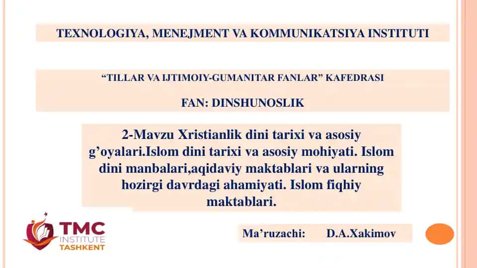 Islom dini tarixi va asosiy mohiyati