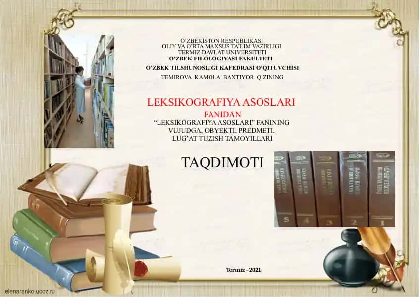 "LEKSIKOGRAFIYA ASOSLARI"
