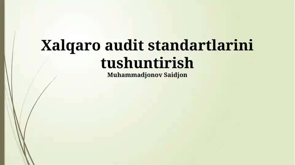 Xalqaro audit standartlarini tushuntirish