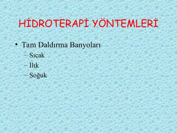 Hidroterapi Yöntemleri