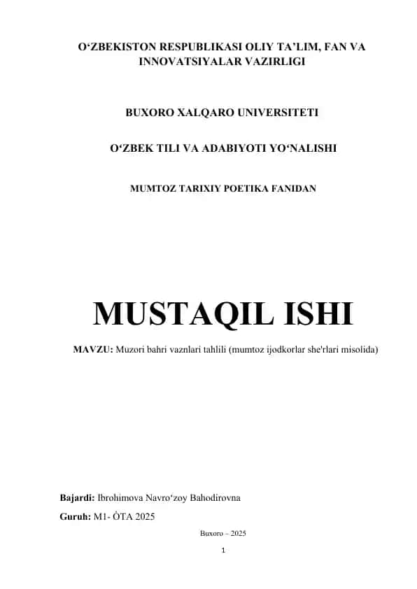 Muzori bahri vaznlari tahlili