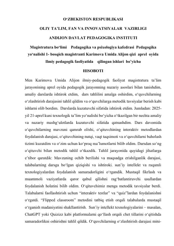 Ilmiy-pedagogik faoliyatda yuqori malakali bo'lish