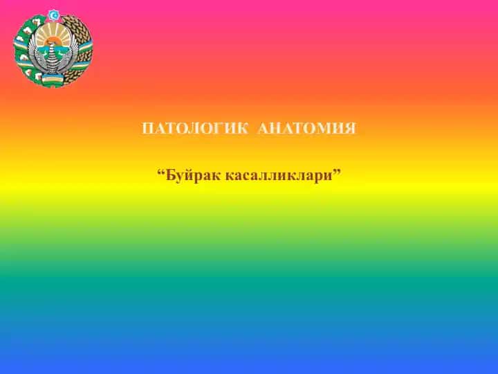 ПАТОЛОГИК АНАТОМИЯ “Буйрак касалликлари”