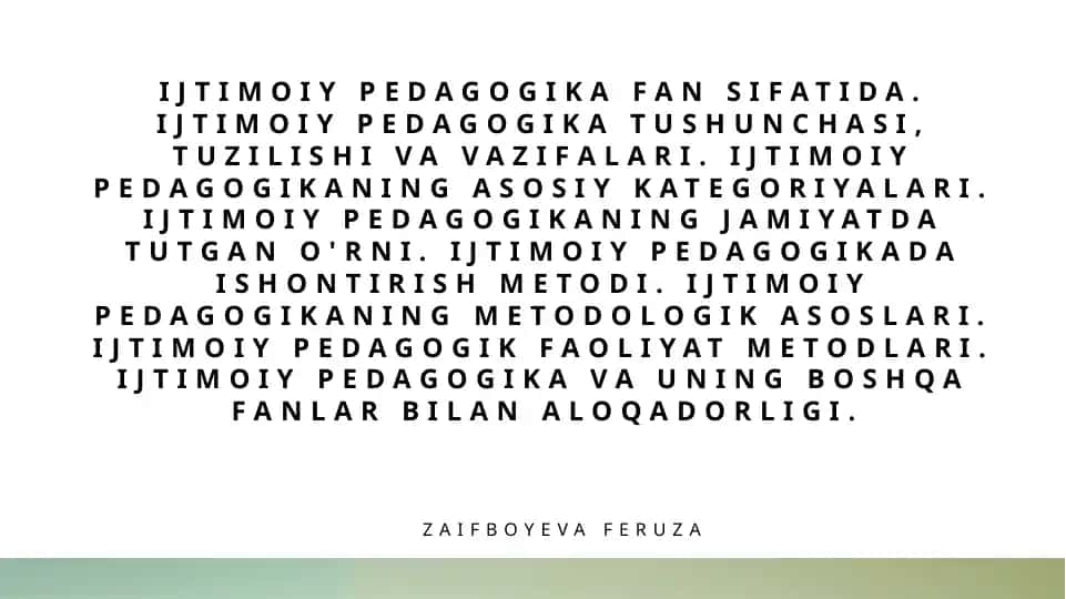 Ijtimoiy pedagogika
