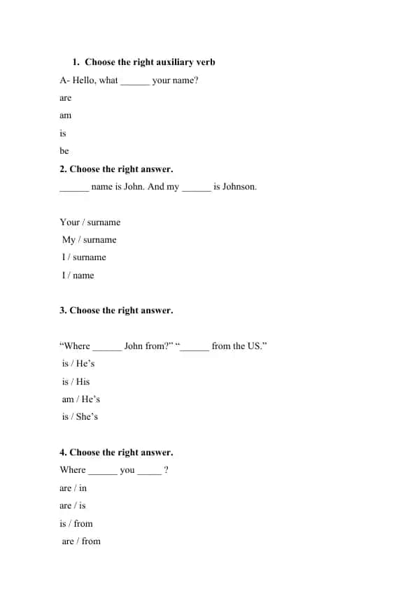 English Grammar Exercises