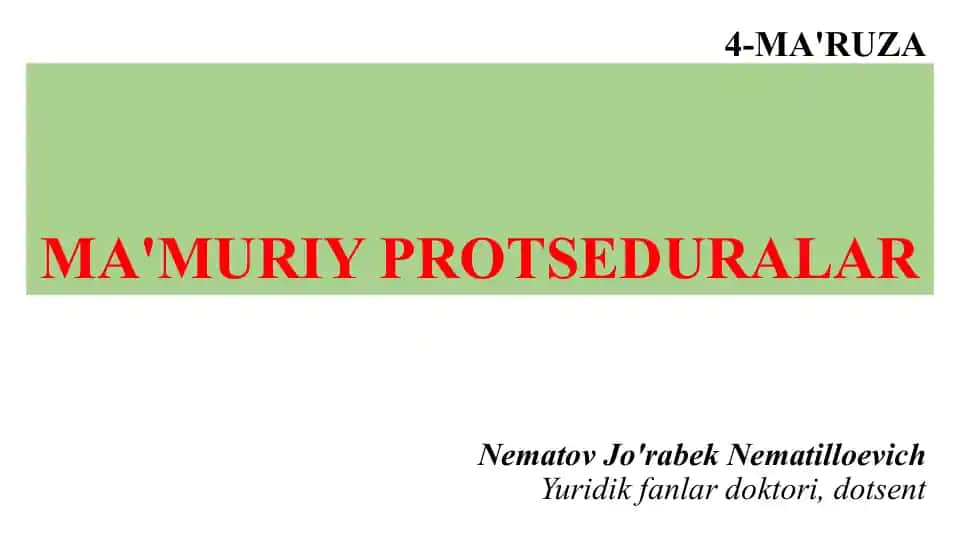 Ma'muriy protseduralar