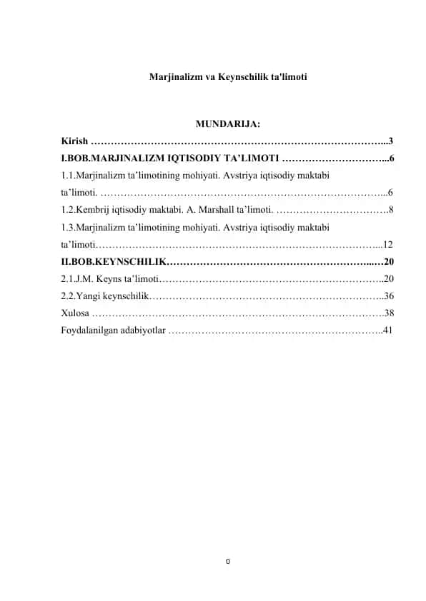 Marjinalizm va Keynschilik ta'limoti