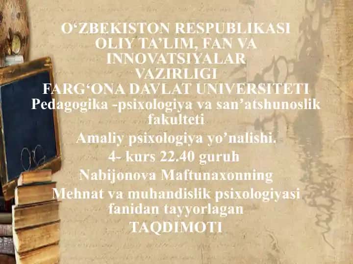 Mehnat va muhandislik psixologiyasi