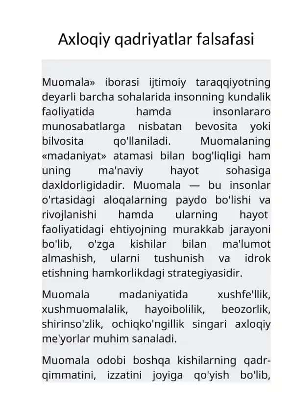 Axloqiy qadriyatlar falsafasi