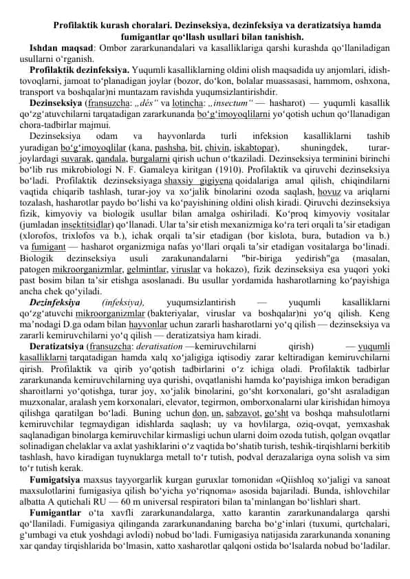 Profilaktik kurash choralari