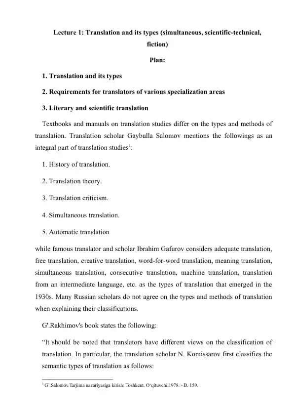 Translation and its types