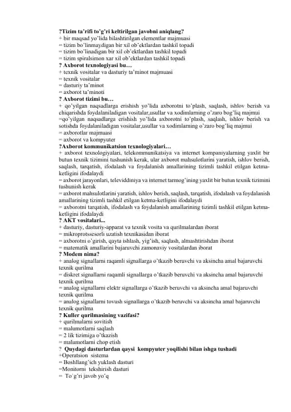 Axborot texnologiyalari va tizimlar taqdimoti