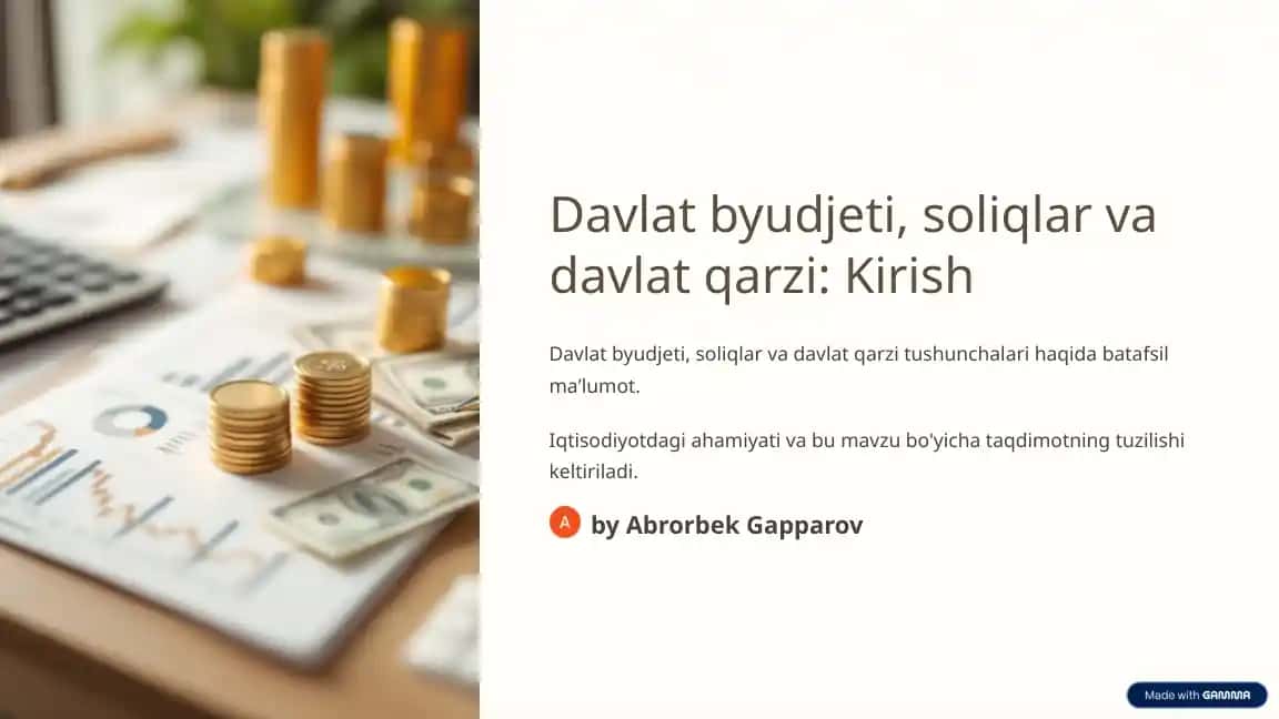 Davlat byudjeti, soliqlar va davlat qarzi: Kirish