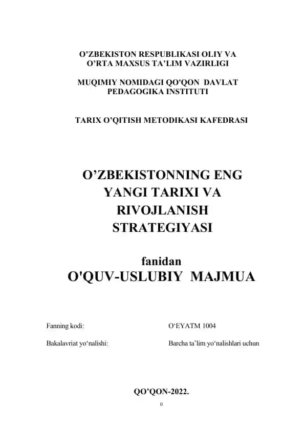 Tarix shaxs va jamiyat o’qitish metodikasi