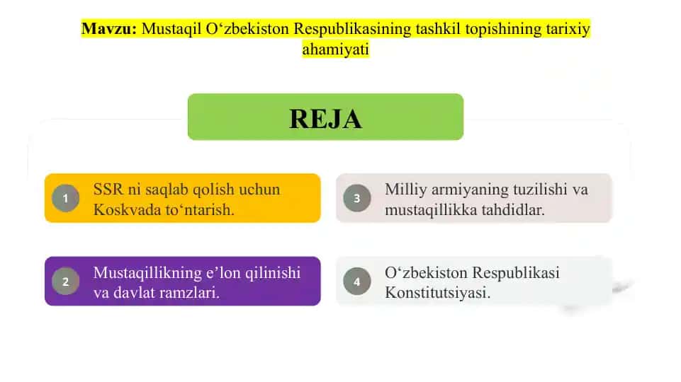 Mustaqil O‘zbekiston Respublikasining tashkil topishining tarixiy ahamiyati