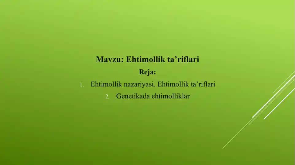 Ehtimollik ta’riflari