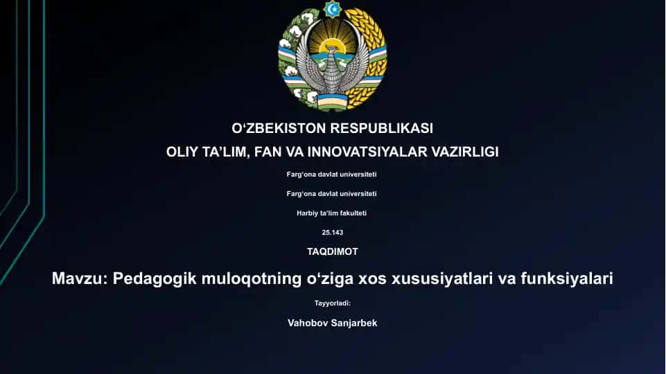 Pedagogik muloqotning o'ziga xos xususiyatlari va funksiyalari