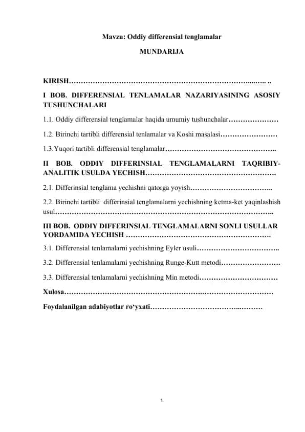 Oddiy differensial tenglamalar
