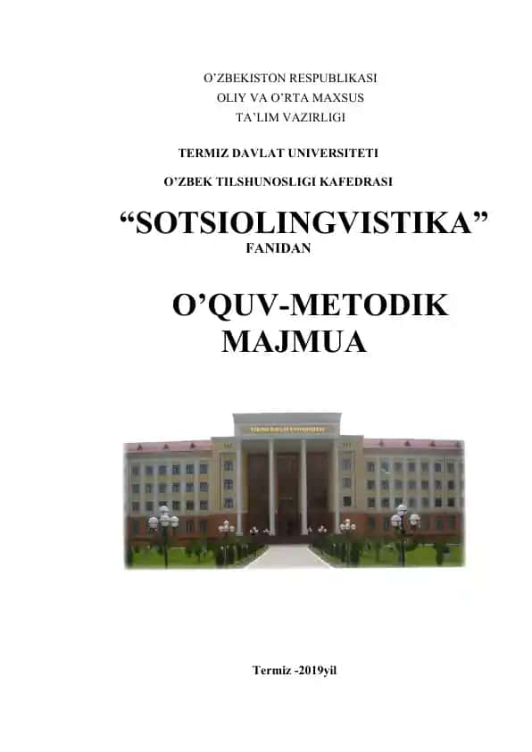 O’quv-Metodik Majmua "Sotsiolingvistika"