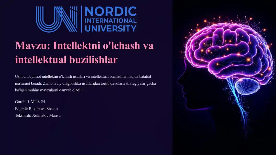 Intellektni o'lchash va intellektual buzilishlar