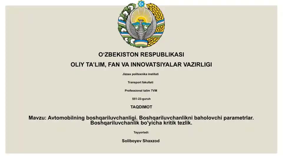 Avtomobilning boshqariluvchanligi