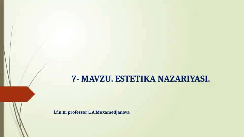 ESTETIKA NAZARIYASI