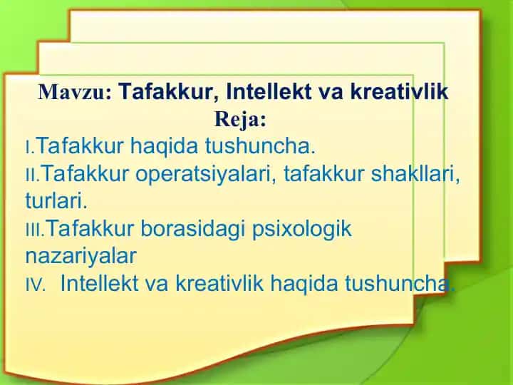 Tafakkur, Intellekt va kreativlik