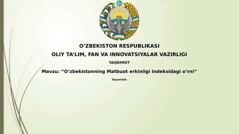 Oʻzbekistonning Matbuoterkinligi indeksidagi o‘rni
