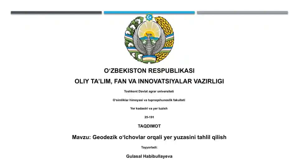 Geodezik oʻlchovlar orqali yer yuzasini tahlil qilish