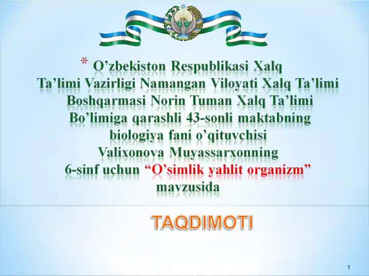 O'simlik Organlari Tizimi