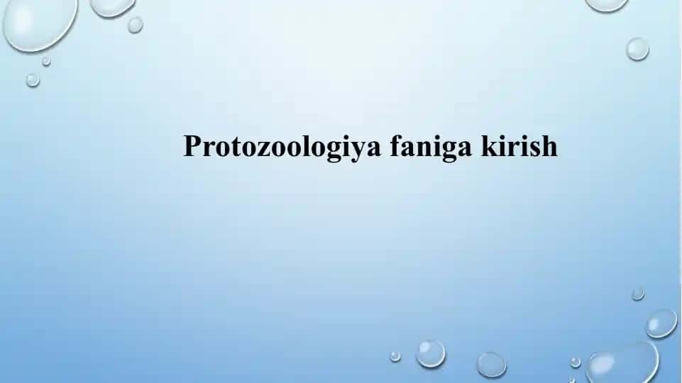 Protozoologiyafaniga kirish