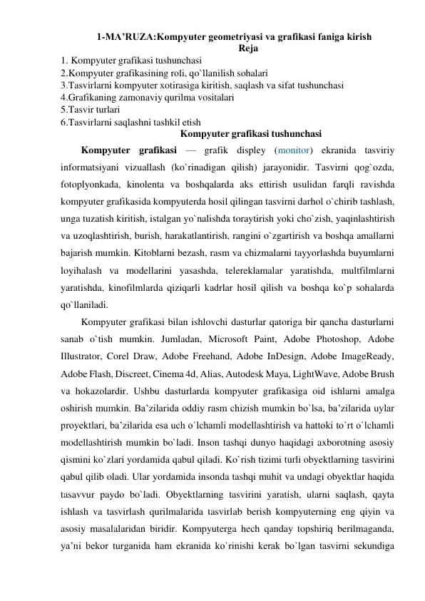 Kompyuter grafikasi