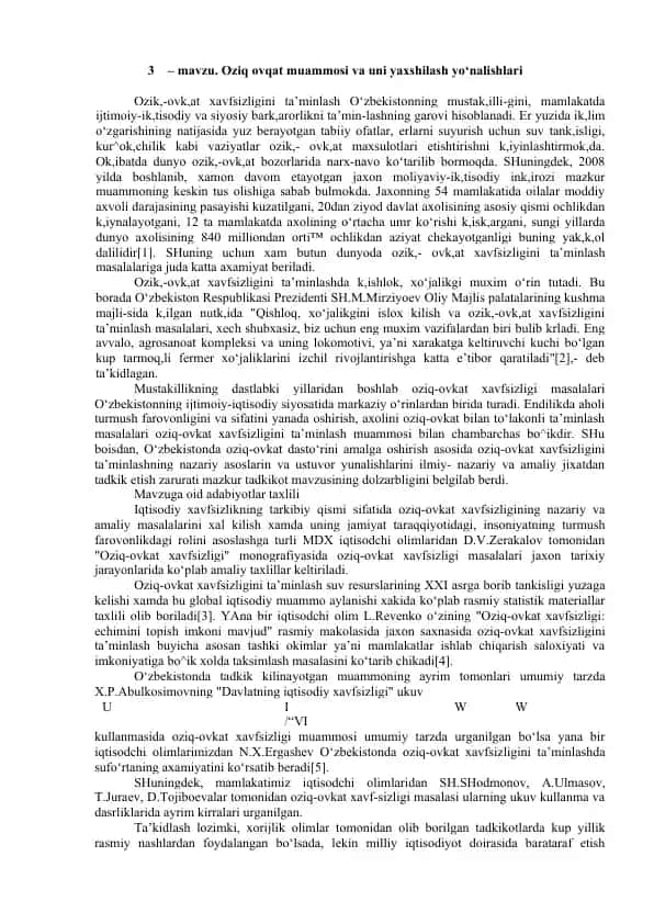 Oziq ovqat muammosi va uni yaxshilash yo‘nalishlari