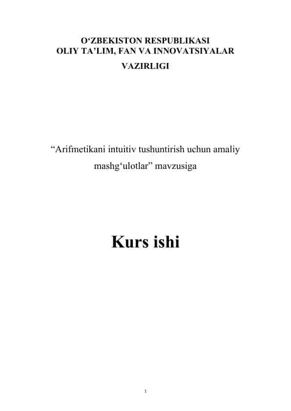 Arifmetikani intuitiv tushuntirish uchun amaliy mashgʻulotlar