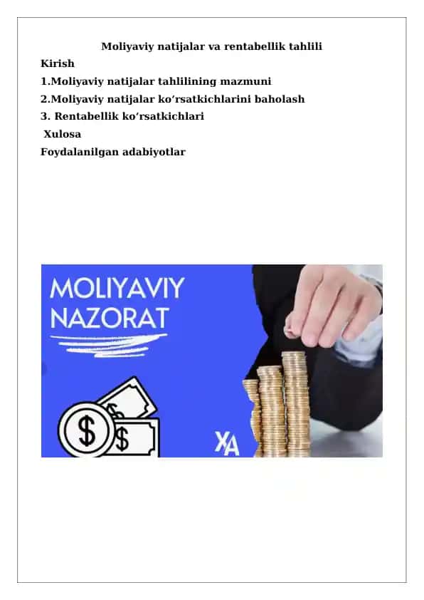 Moliyaviy natijalar va rentabellik tahlili