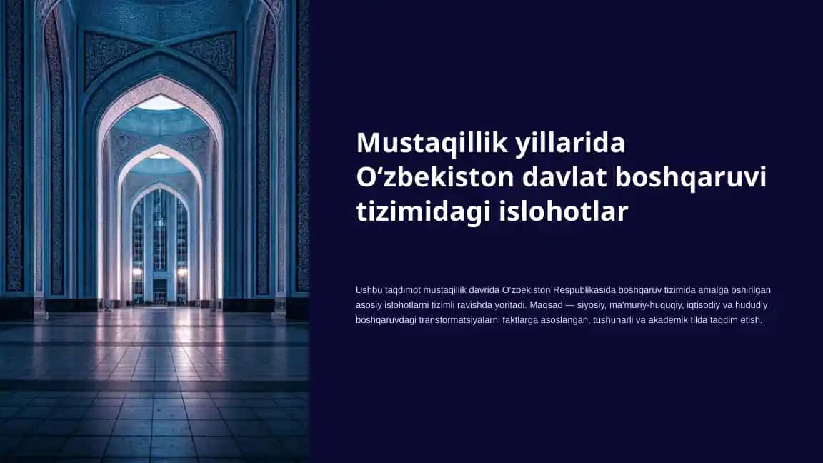 Mustaqillik yillarida Oʻzbekiston davlat boshqaruvi tizimidagi islohotlar