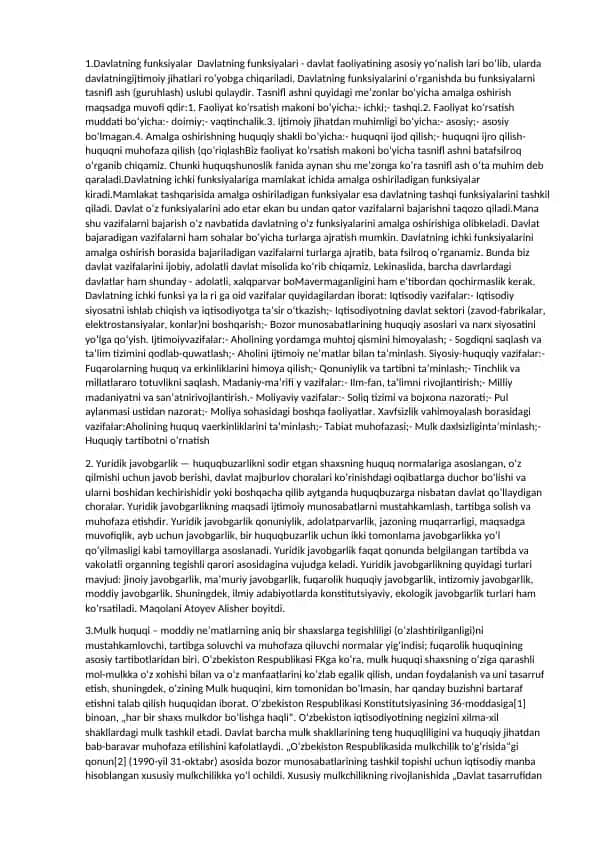 Davlatning funksiyalari