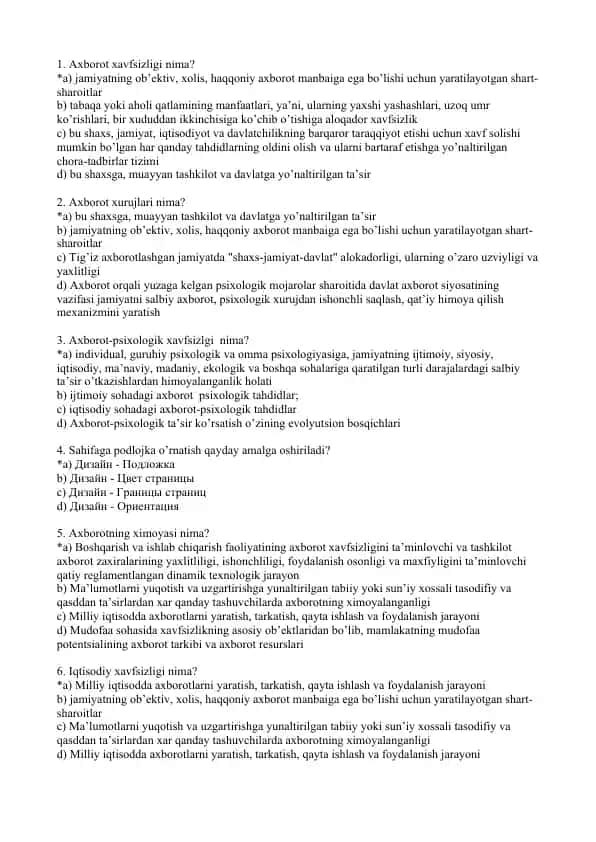 Axborot xavfsizligi va xurujlari