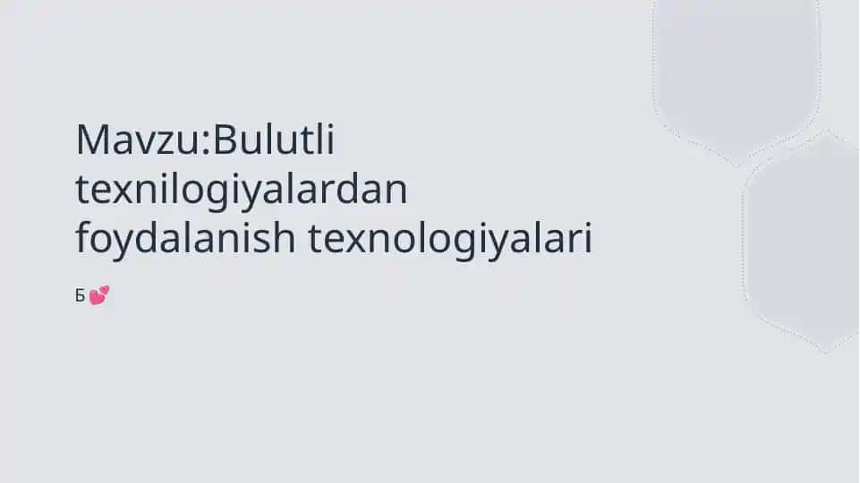 Bulutli texnilogiyalardan foydalanish texnologiyalari