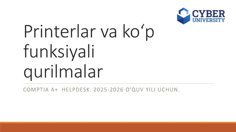 COMPTIA A+ HELPDESK. 2025-2026 O’QUV YILI UCHUN