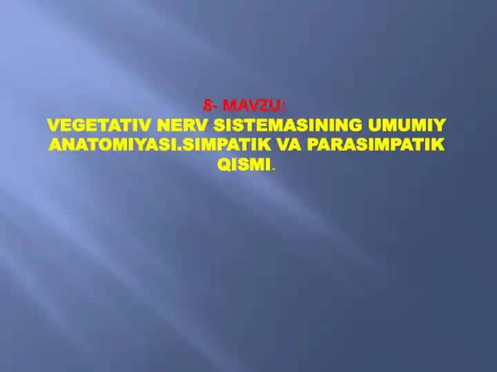 Vegetativ nerv sistemasi