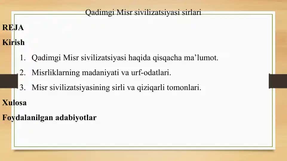 Qadimgi Misr sivilizatsiyasi sirlari