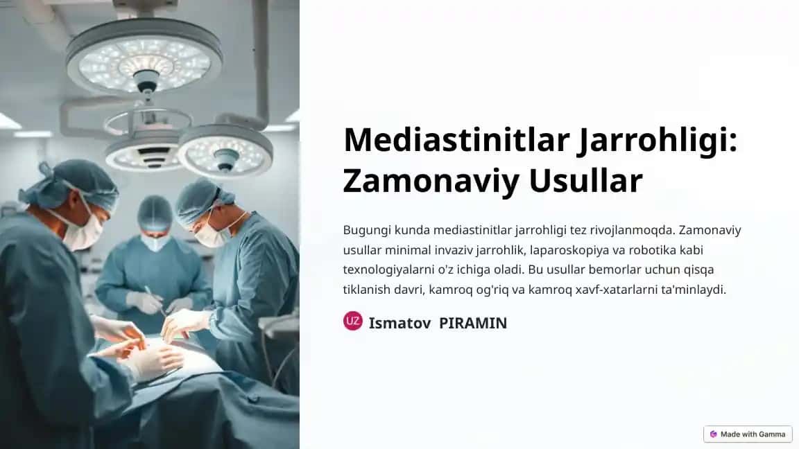 Mediastinitlar Jarrohligi: Zamonaviy Usullar