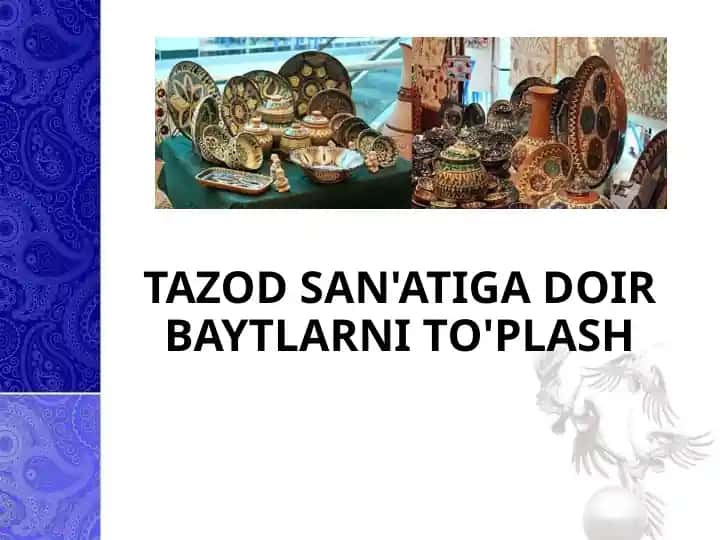O`zbek amaliy bezak san'atining tarixi