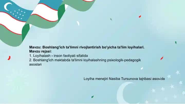 Boshlang'ich ta'limni rivojlantirish bo'yicha ta'lim loyihalari