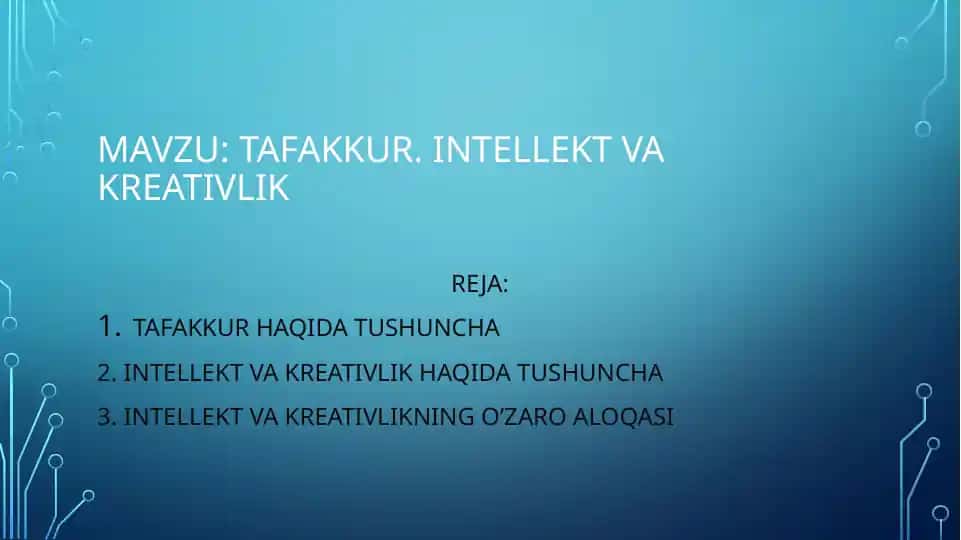 Tafakkur va Intellektual Kreativlik