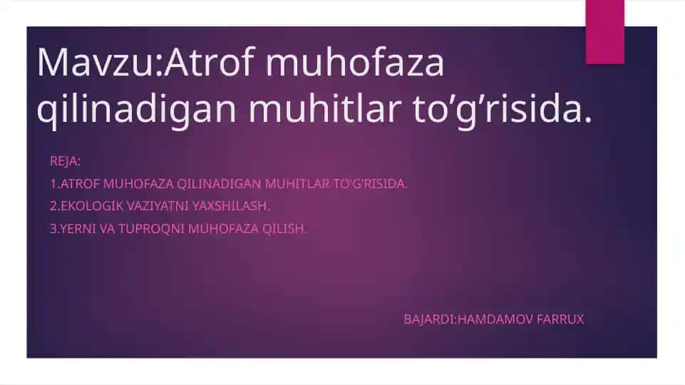 Atrof-muhofaza qilish haqida