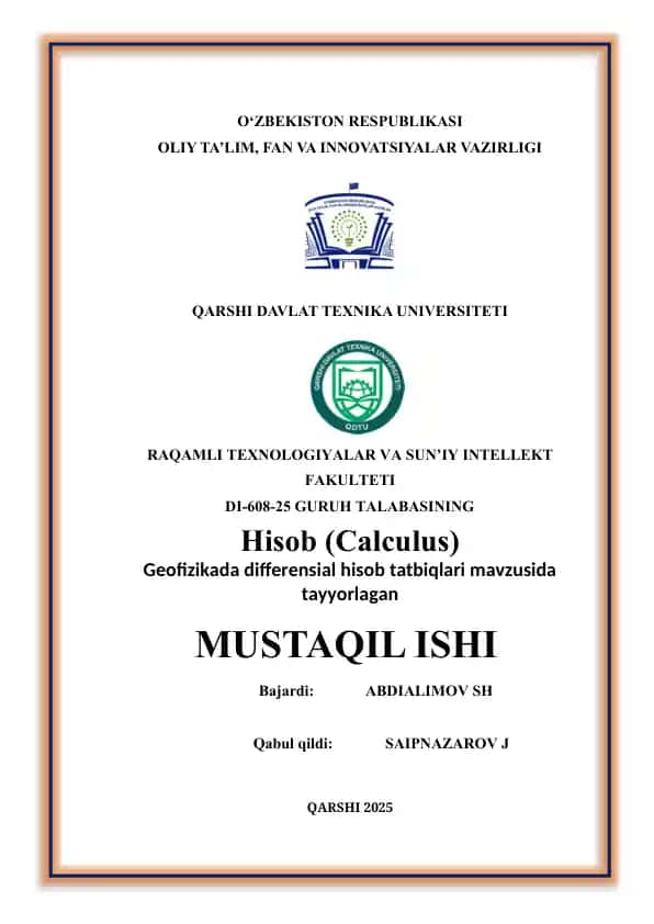 Geofizikada differensial hisob tatbiqlari