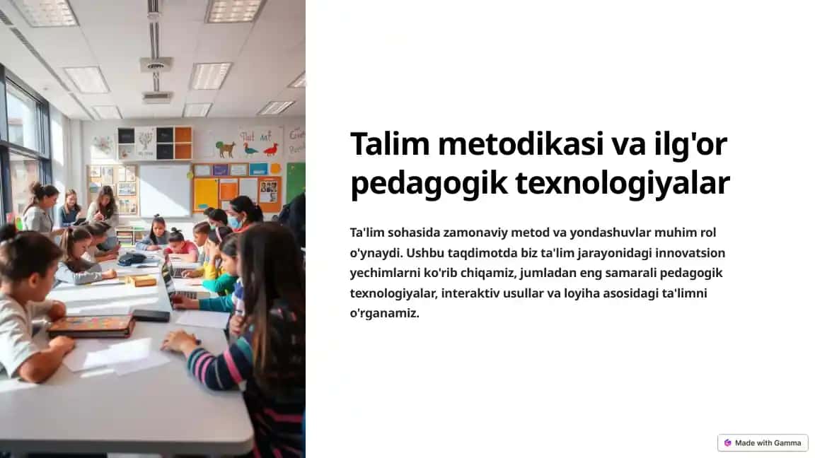 Talim metodikasi va ilg'or pedagogik texnologiyalar